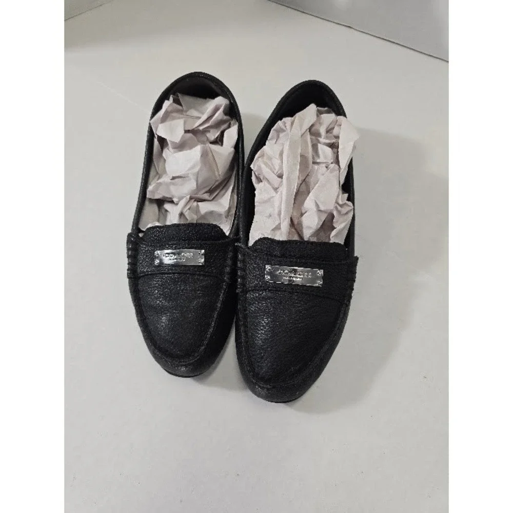 Coach Fredrica Loafers Womens 8.5B Black Pebbled Leather Driving Flats